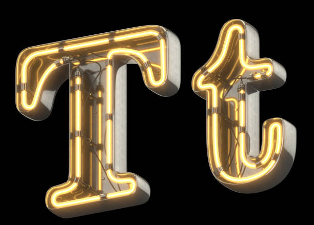 istock Yellow Neon Sign chrome Font. 856690188