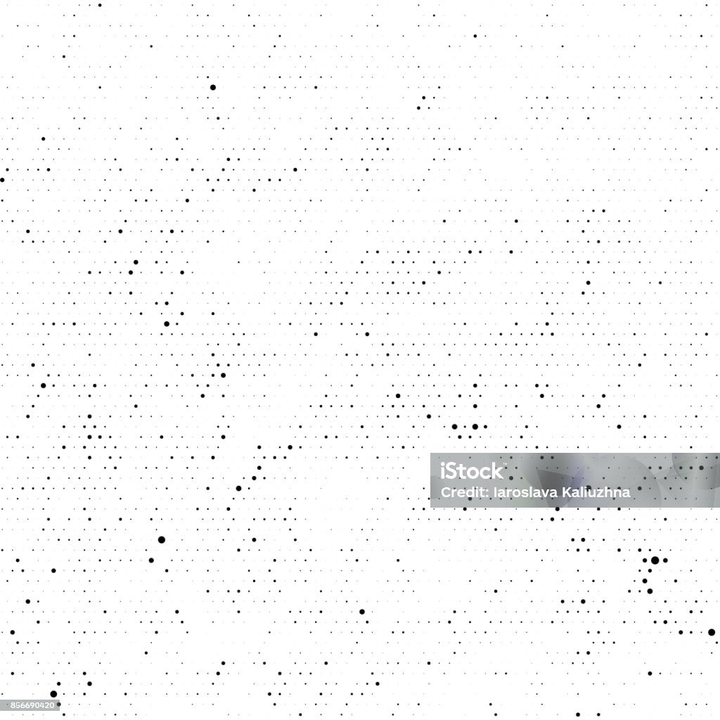 Sobreposição de textura vector preto meio-tom sutil sem emenda. Monocromático branco esparramado abstrato repetir o fundo. Padrão de infinitas grão pontilhada grunge saibroso preto e branco. Ponto e o círculo efeito sujo. - Vetor de Padrão repetido royalty-free