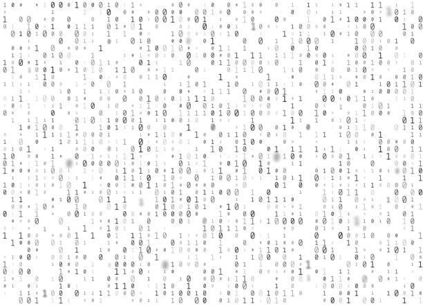 Vector binary code white seamless background. Big data and programming hacking, decryption and encryption, computer streaming black numbers 1,0. Coding or Hacker concept texture or web page fill Binar code background binary code stock illustrations
