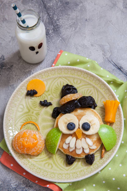 istock Owl pancake for kids breakfast on Halloween 856703064