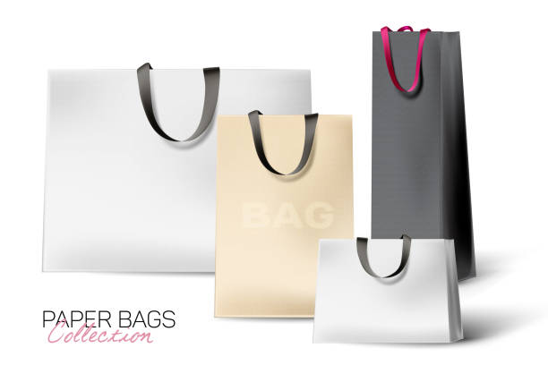 einkaufstaschen - blank paper bag packaging package stock-grafiken, -clipart, -cartoons und -symbole