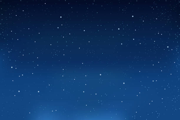 падающий снег, синий зимний фон. снежинки в небе. вектор - night sky stock illustrations