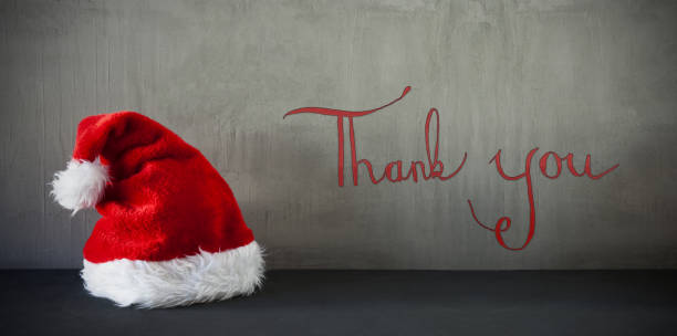 istock Santa Hat, Calligraphy Thank You 856713520