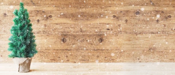 istock Christmas Tree, Wooden Background, Copy Space, Snowflakes 856713726