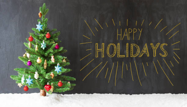 istock Colorful Tree, Snow, Calligraphy Happy Holidays 856714030