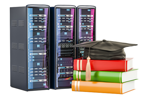 University Server Racks University Data Center Concept Server Racks 3d Rendering Stock Photo ...