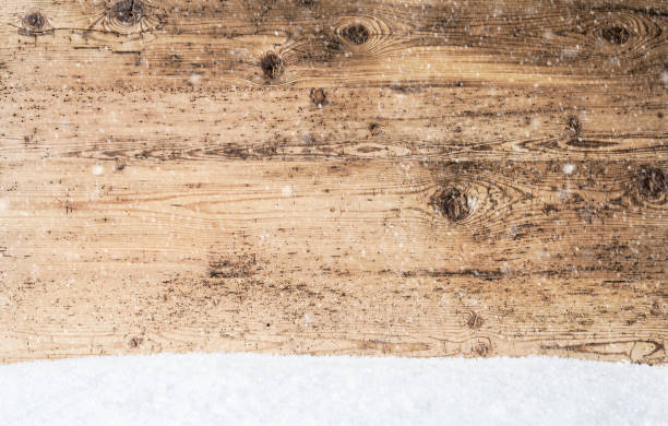 istock Wooden Texture, Background With Copy Space, Snow, Snowflakes 856717210