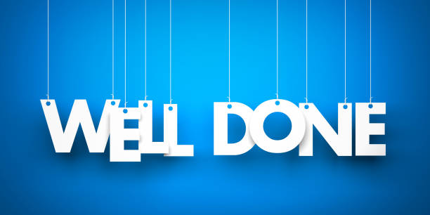 istock Well done. White word on orange background. 3d illustration 856720846