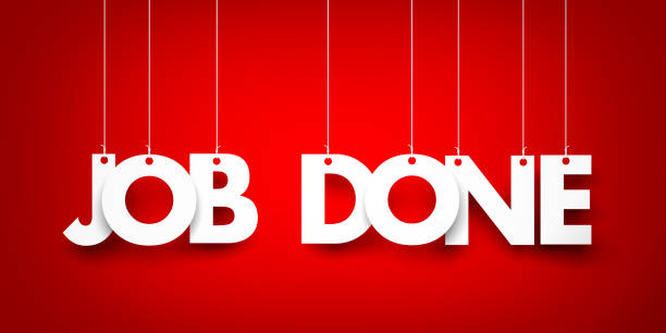 istock Job done. White word on red background. 3d illustration 856724132