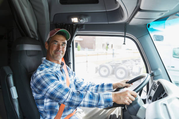 istock Mature man driving a truck 856733326