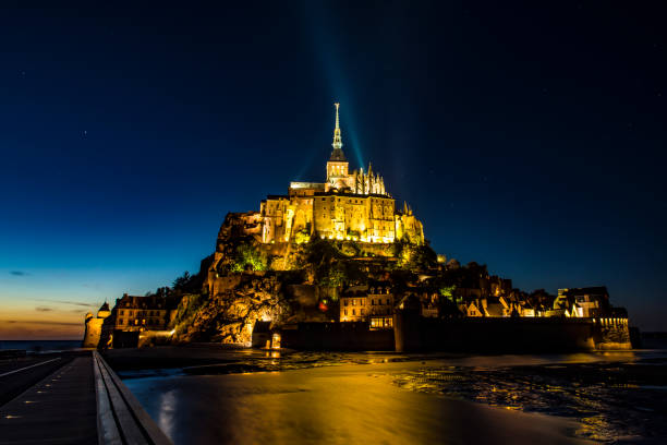 istock Mont-Saint-Michel in Normandy, France at night 856751144