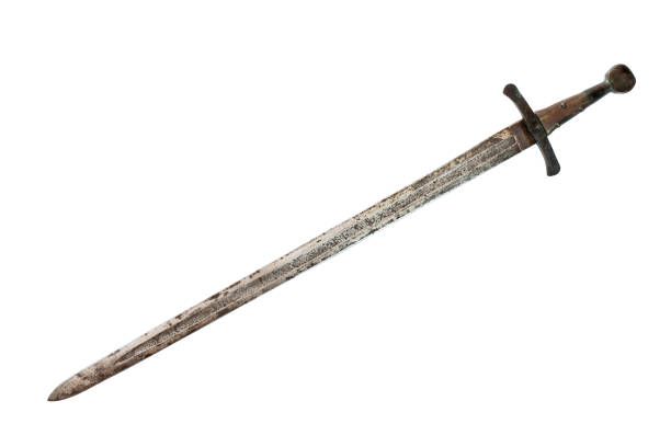 Medieval sword isolated on white background. Clipping path. stock photo