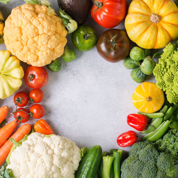 istock Top view of rainbow vegetables, autumn harvest 856757168