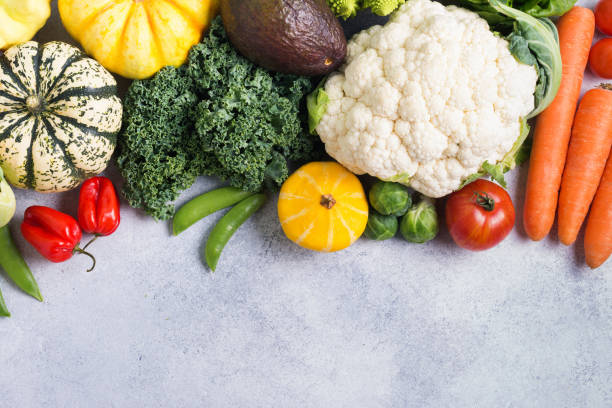 istock Top view of rainbow vegetables, autumn harvest 856757338