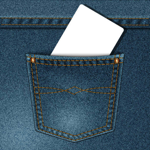 denim pocket vector jeans pocket with a credit card or calling card pocket stock illustrations