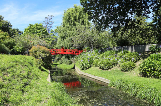 istock Landscape with Japanese Red Bridge 856760256