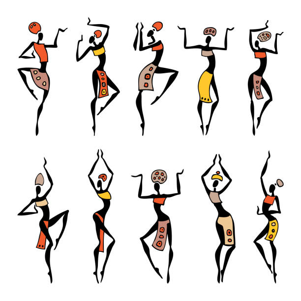 ilustraciones, imágenes clip art, dibujos animados e iconos de stock de mujeres africanas bellas - ceremonial dancing illustrations