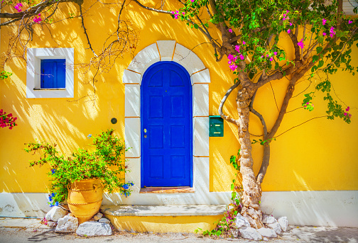 Old white church in Oia village, Santorini.