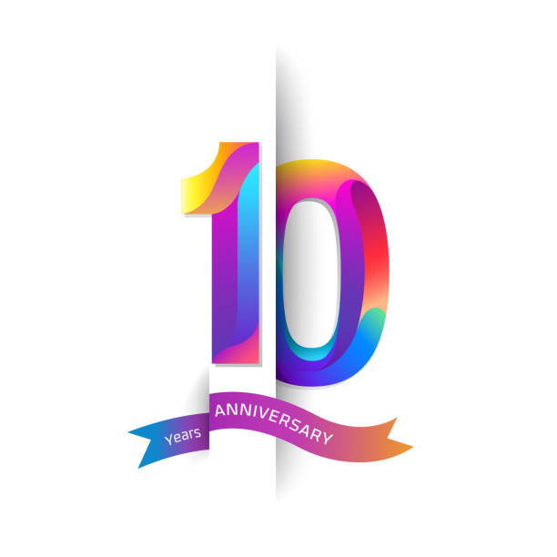 istock ten Years Anniversary with colorful stylized number. Applicable for brochure, flyer, Posters, web and Banner Designs. Vector illustration 856776790