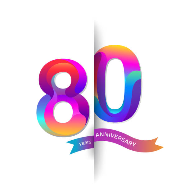 istock 80 Years Anniversary with colorful stylized number. Applicable for brochure, flyer, Posters, web and Banner Designs. Vector illustration 856780302