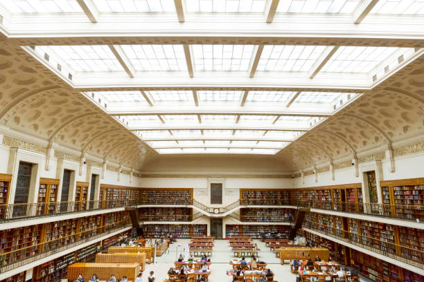 Sydney, Australia - October 01, 2017: State library of NSW with students and people studying and reading. The State Library of NSW is a large reference and research library open to the public. It is the oldest library in Australia.