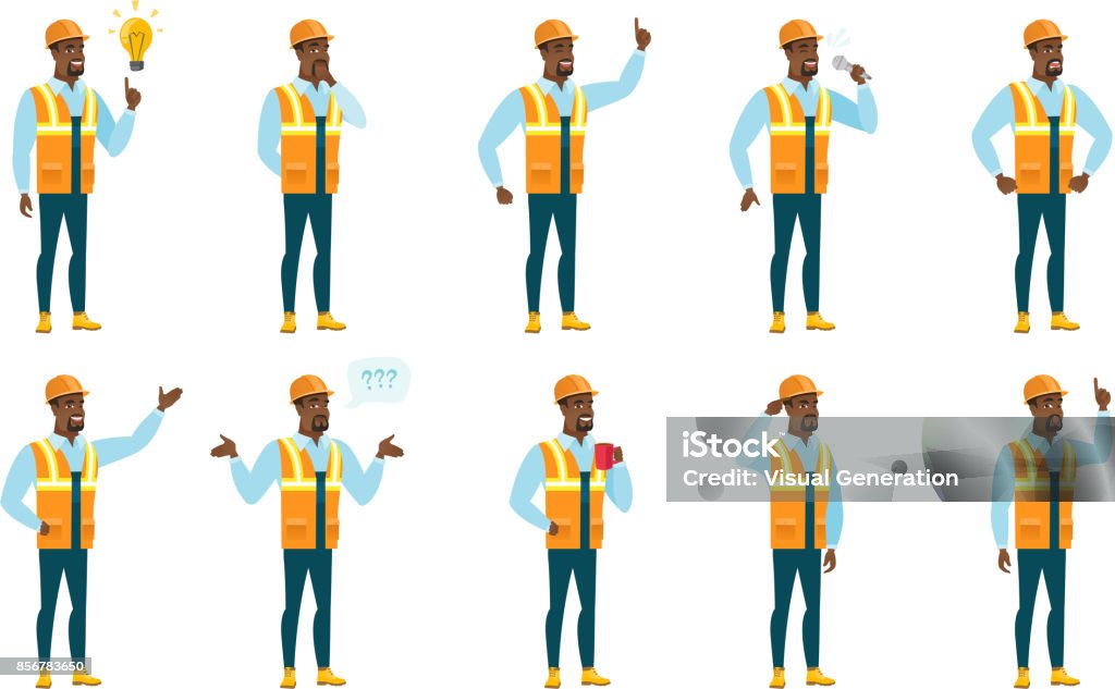 Vecteur défini de caractères builder - clipart vectoriel de Ouvrier du bâtiment libre de droits Vecteur défini de caractères builder - clipart vectoriel de Ouvrier du bâtiment libre de droits