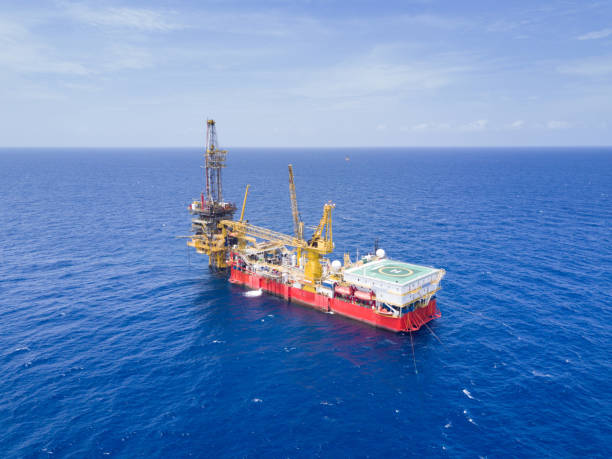 istock Aerial View of Tender Drilling Oil Rig (Barge Oil Rig) 856787232