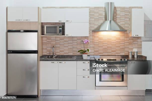 Modern Fitted Kitchen Stock Photo - Download Image Now - Kitchen, Stove, Appliance