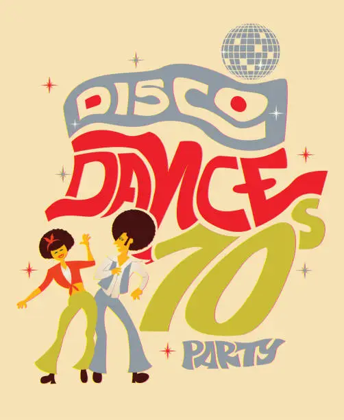 Vector illustration of 70s Disco Dance