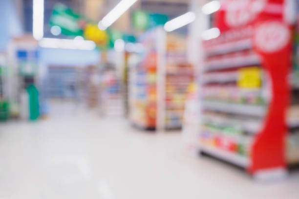 istock Abstract blurred supermarket aisle and shelves 856790374