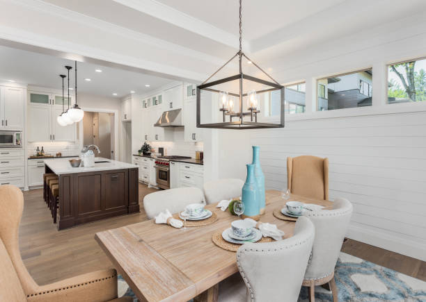 istock Beautiful Dining Room and Kitchen in Luxury Home 856794630