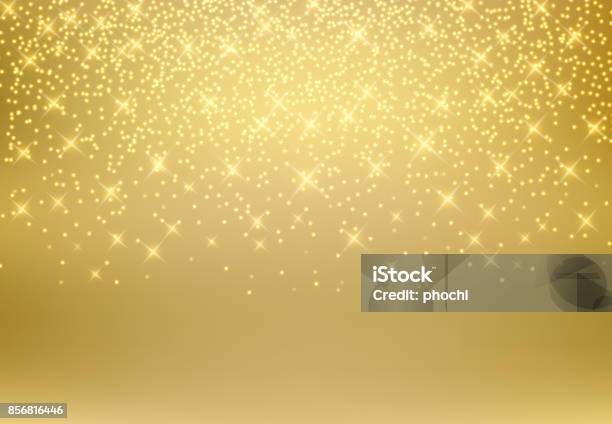 Gold Glitter Dust Texture Shining On Golden Background Gold Particles Luxury Design Vector Illustration Stock Illustration - Download Image Now