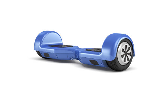 istock 3d rendering of a single blue hoverboard in front view isolated on white background. 856823364