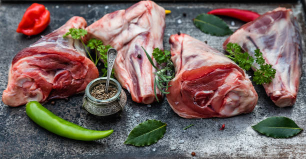 신선한 육류 - rack of lamb chop cutlet food 뉴스 사진 이미지