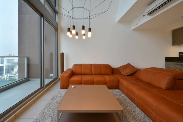 istock Luxury modern living room interior and decoration at night, interior design