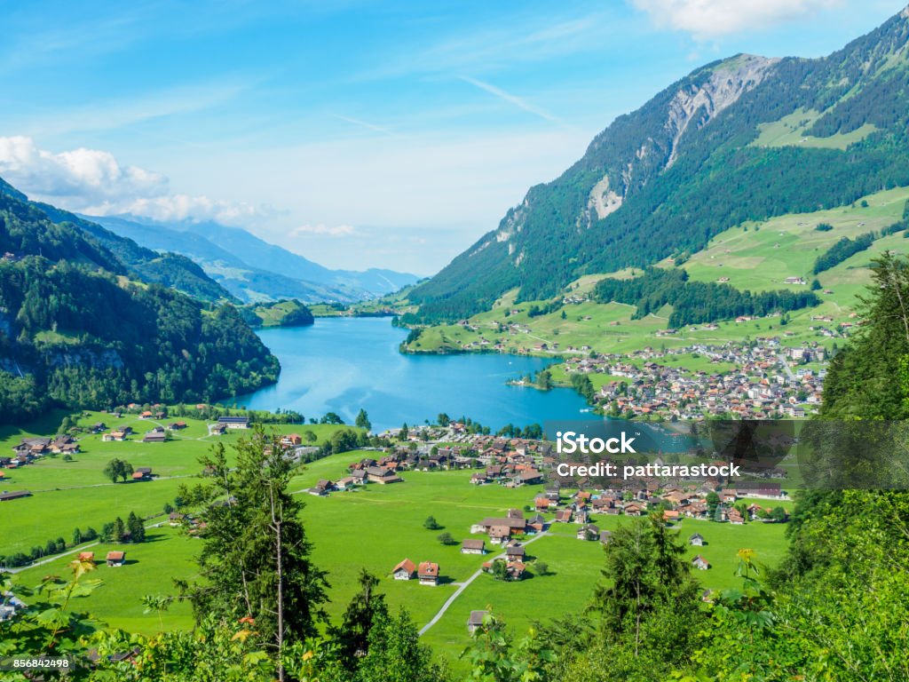 Beautiful Lake Lungern And Village From Brunig Pass Switzerland Stock Photo  - Download Image Now - iStock