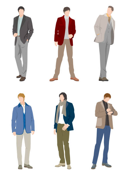 ilustraciones, imágenes clip art, dibujos animados e iconos de stock de moda hombre - getting dressed illustrations