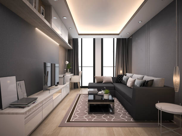istock 3d rendering luxury and modern living room with good design leather sofa 856850476