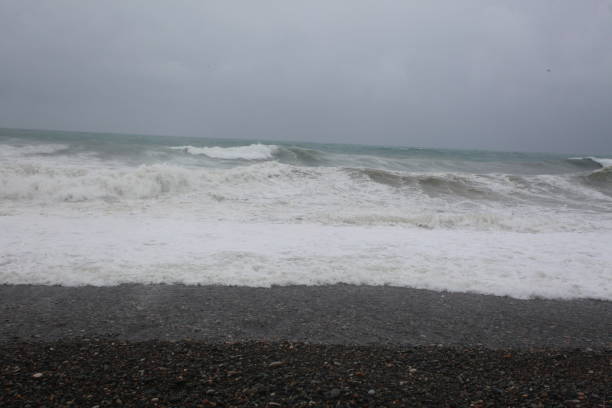 istock storm waves and rain on the sea beach black sea 856851236