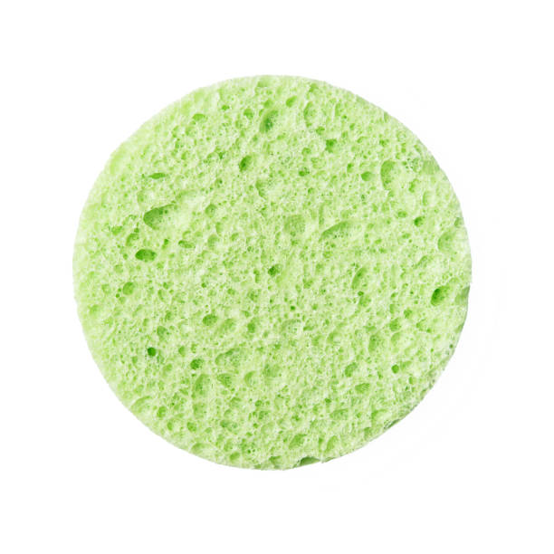 Green sponge circle shape cleansing puff for face or cleaning