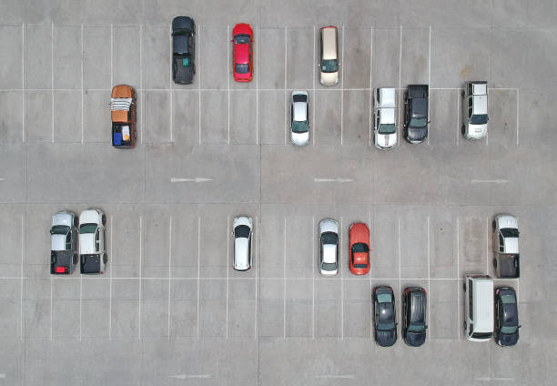 istock Aerial view of car parking top view 856857870
