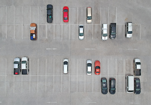 Aerial view of car parking top view