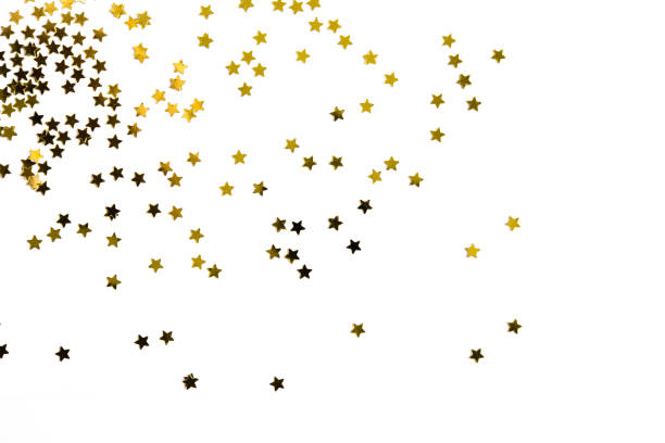 istock Group of gold star decoration isolated on white background object design on top view 856858448