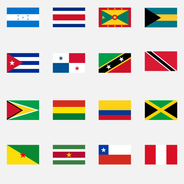 Flags of the states of Latin America Flags of the states of Latin America. Flat design, vector illustration, vector. latin american and hispanic ethnicity stock illustrations