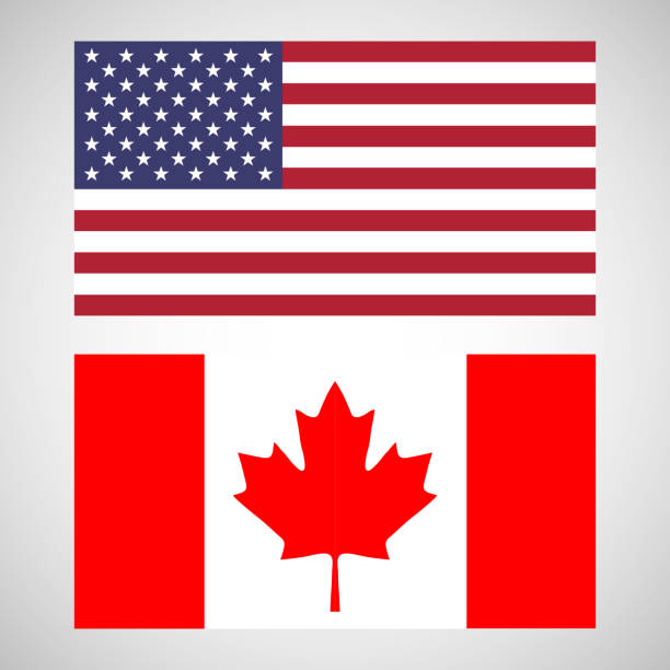 illustrations, cliparts, dessins animés et icônes de drapeau des usa et du canada - flag canada canadian flag maple leaf