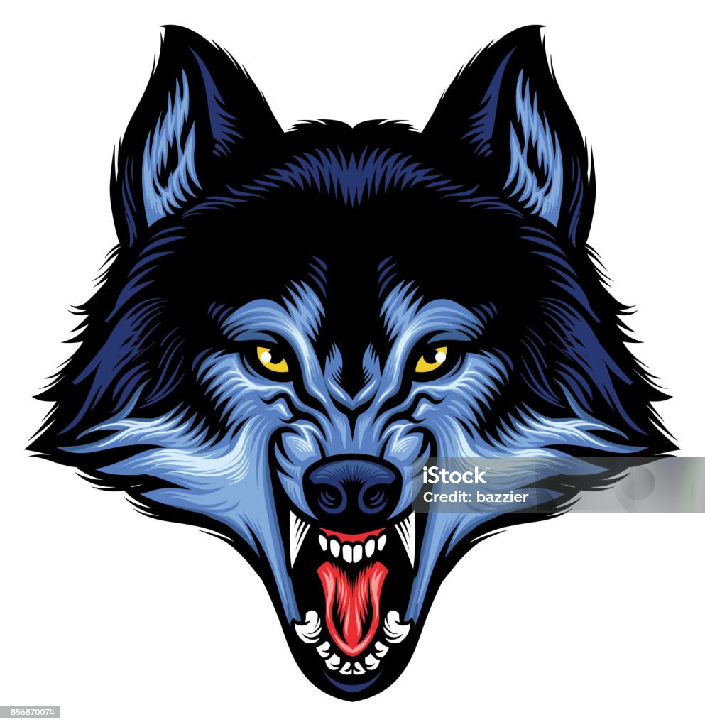 Tức Giận Sói Đầu Cho Thấy Răng Sắc Nhọn Của Mình Hình minh họa Sẵn ...