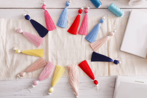 istock Colorful tassel earrings assortment 856873390
