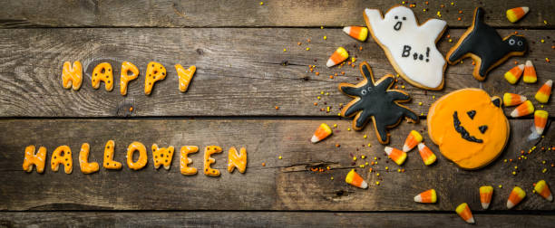 istock Halloween concept with cookies and candies 856887170