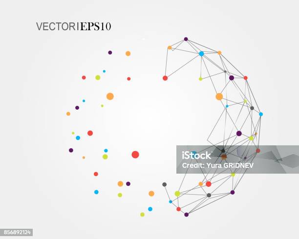 Vetores de Conceito De Conexão Fundo De Vetor Geométrico Para Negócios Ou Ciência e mais imagens de Conexão