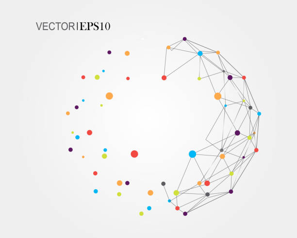 концепция подключения. геометрический векторный фон для бизнеса или науки - striped mesh abstract wire frame stock illustrations